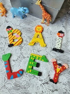 Vtg Sevi Child Kids Alphabet Wooden Letter Name Bailey Personalized Door or Wall